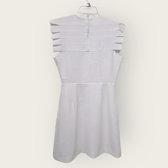 Sandro Paris White Laurena Mini Dress Size 38/US 6 Pleated Ruffle EUC - Picture 8 of 16